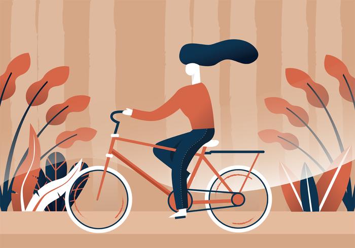 Woman Riding a Bike Vector Design