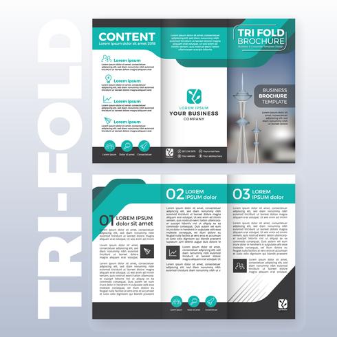 Business Tri Fold Brochure Template Design With Turquoise