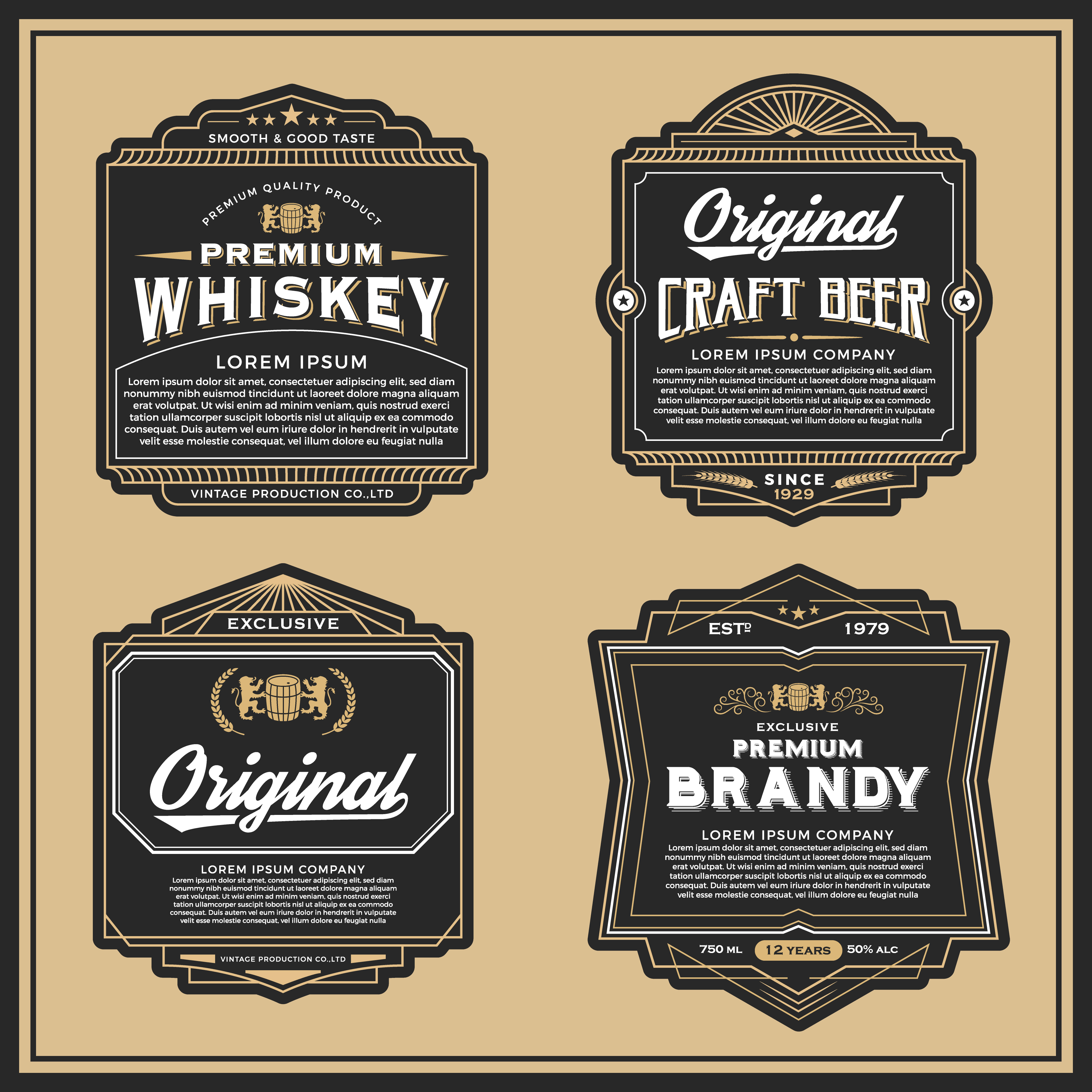 Vintage frame design for labels, banner, sticker and other ...