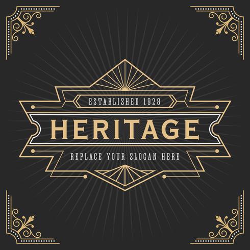 Vintage line frame art deco style vector