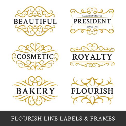 Set of flourish calligraphy frames design for business and produ vector