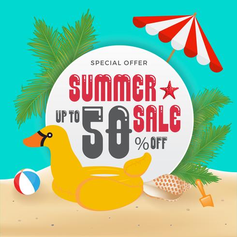 Summer Sell Promotion Banner Background and Objects Design vector