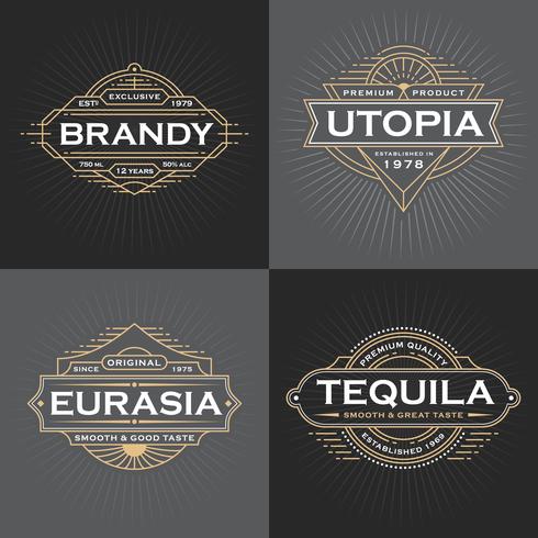 Línea vintage diseño de marco para etiquetas, banner, logo, emblema, appa vector