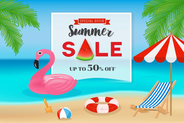 Summer Sale Promotion Banner Background Seascape Background Wit