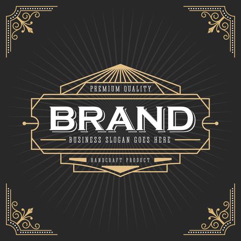 Vintage line frame art deco style vector