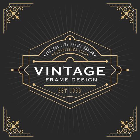 Vintage line frame art deco style vector