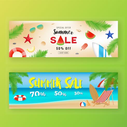 Summer sale promotion banner background vector
