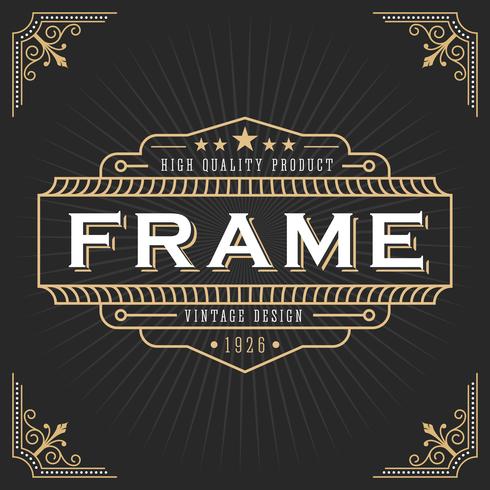 Vintage line frame art deco style vector