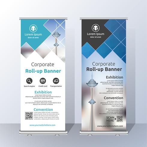 Vertical Roll Up Banner Template Design for Announce and Adverti vector