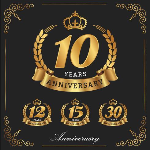 Logo decorativo de 10 años de aniversario. vector decorativo illustra