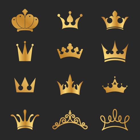 12 different crowns icon elements design vector