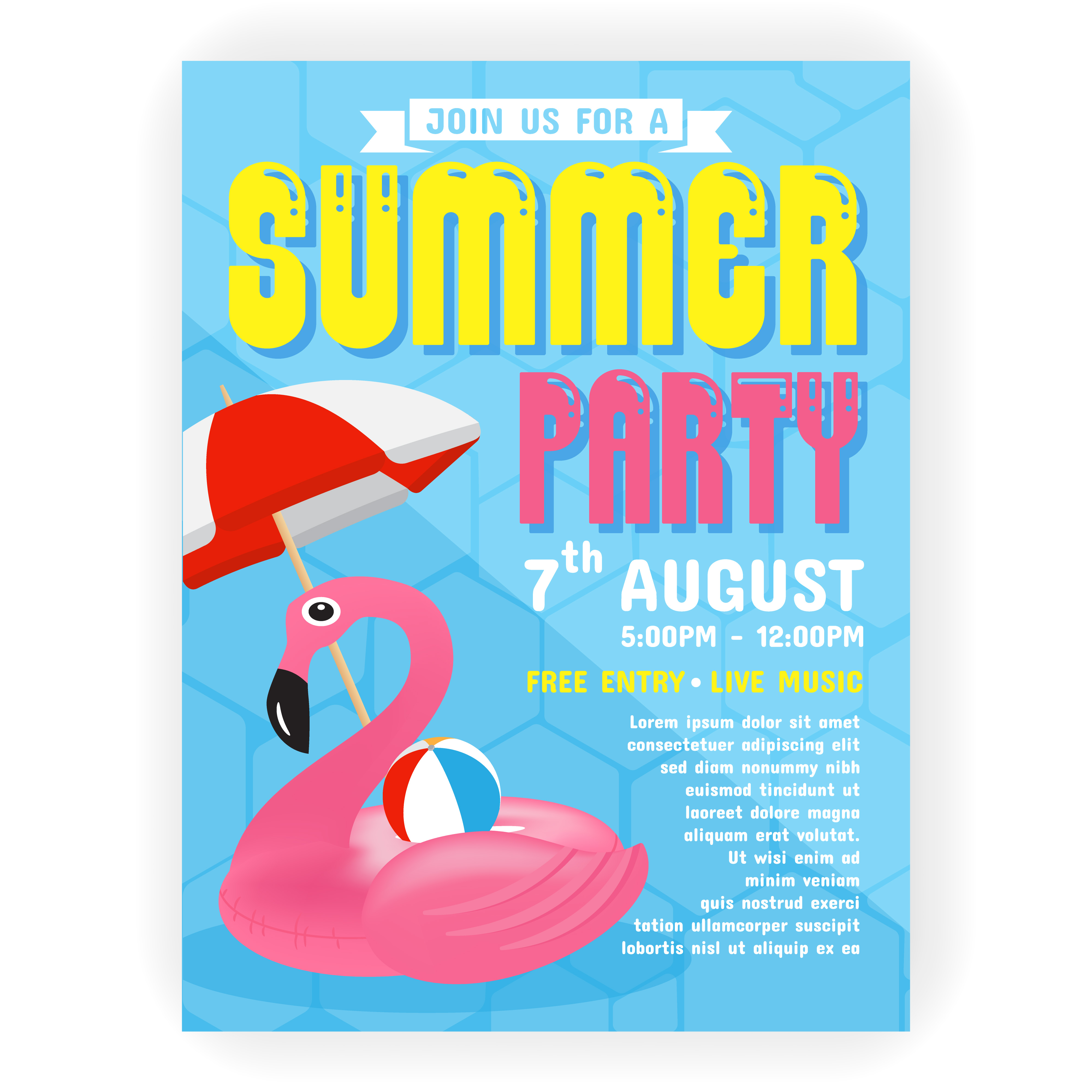 Summer party invitation flyer background template design 216586 Vector