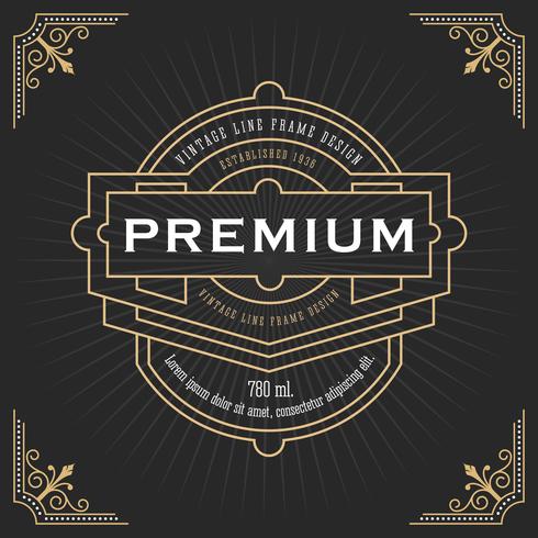 Vintage line frame art deco style vector
