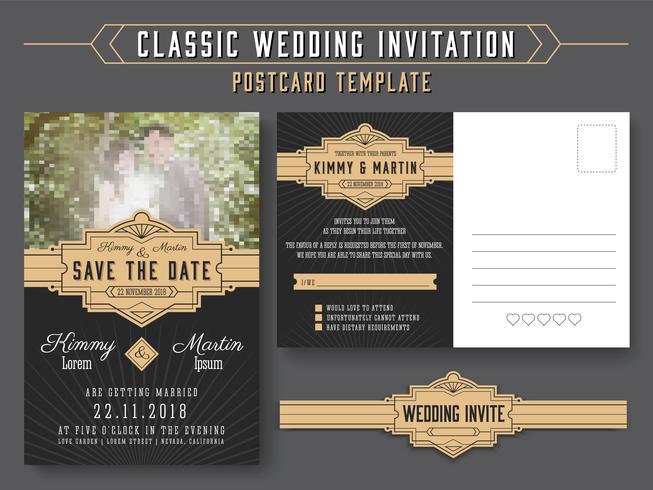 Classic Vintage Wedding Invitation Card Design Download Free Vectors Clipart Graphics Vector Art