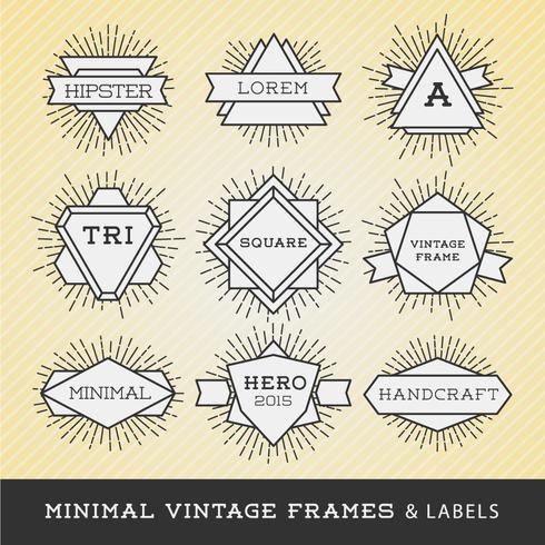 Set of vintage line frames and labels with sunburst. Hipster bor vector