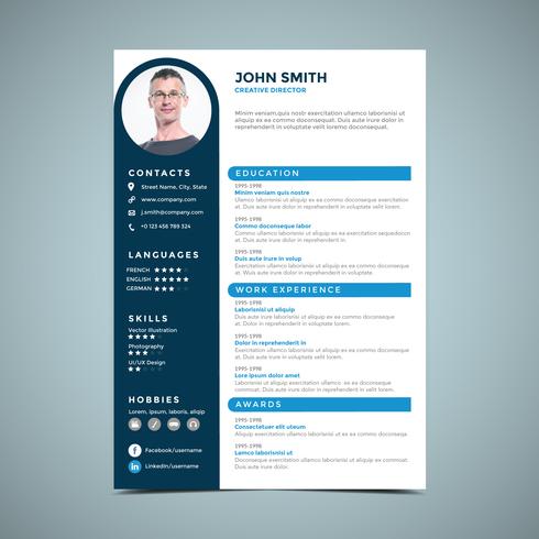 Blue Circle Resume Design Template vector