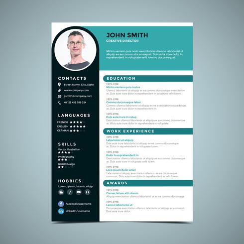 Plantilla de diseño de curriculum vitae azul verde vector