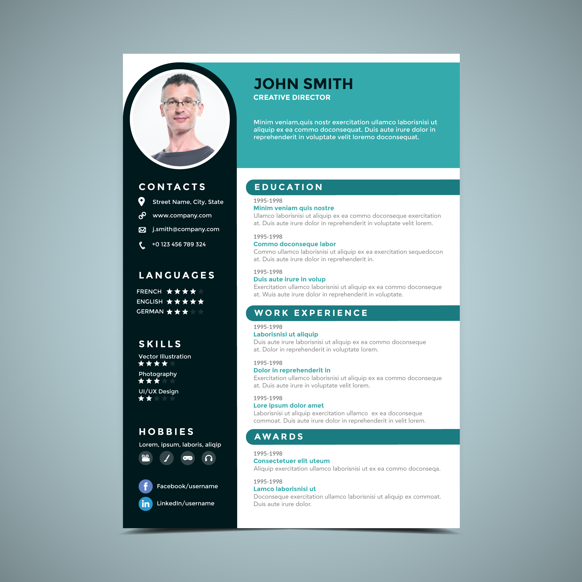 Green Blue Resume Design  Template Download Free Vectors 