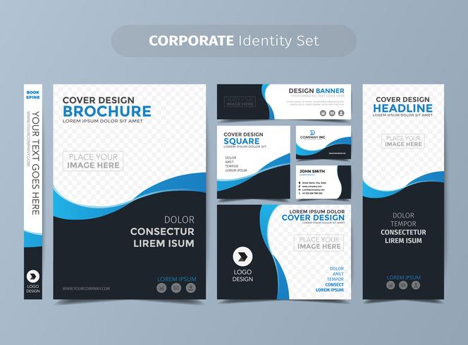 Conjunto de identidad corporativa azul oscuro vector