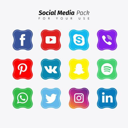 Colección de redes sociales en forma cuadrada vector