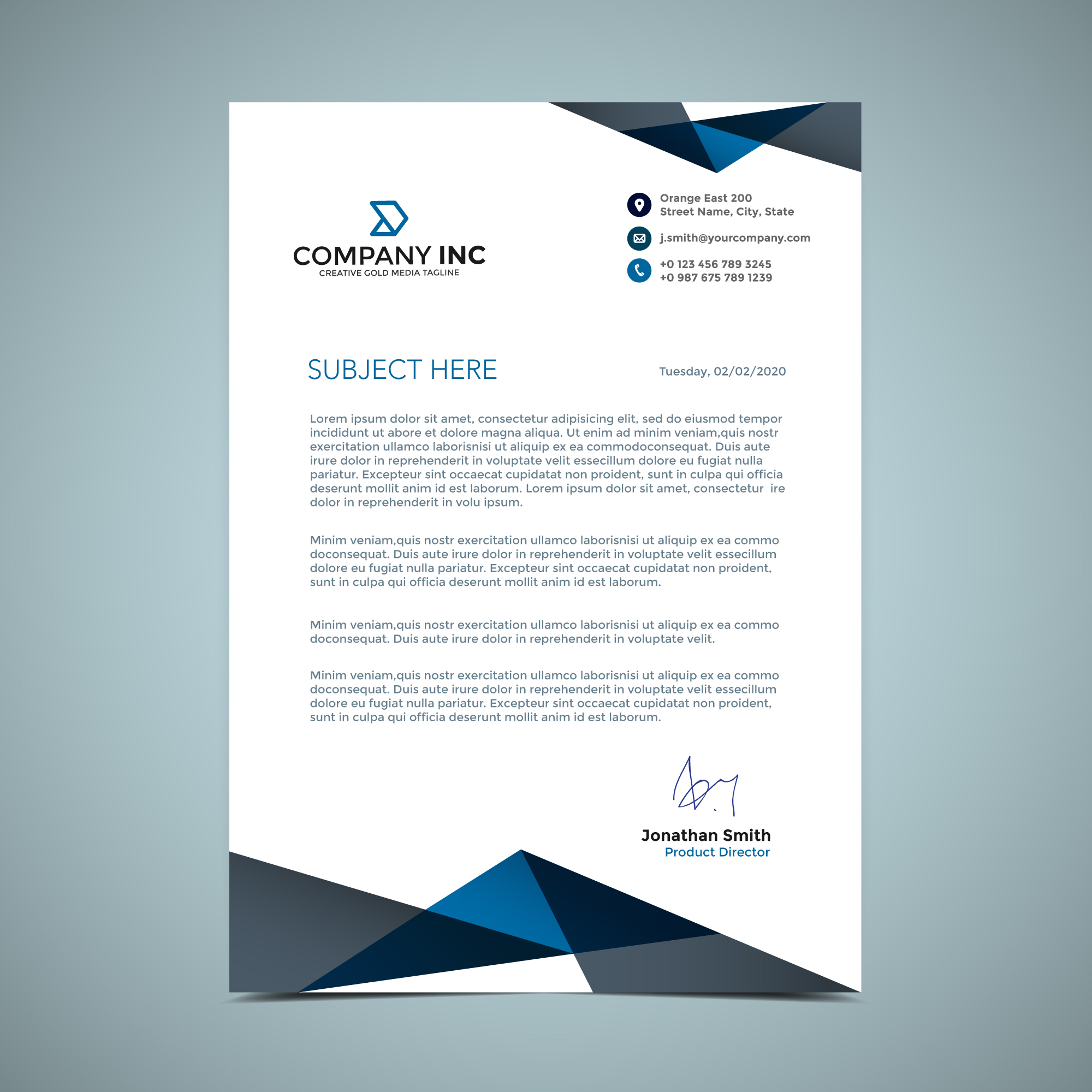 Blue Shapes Letterhead Design 216709 Vector Art at Vecteezy