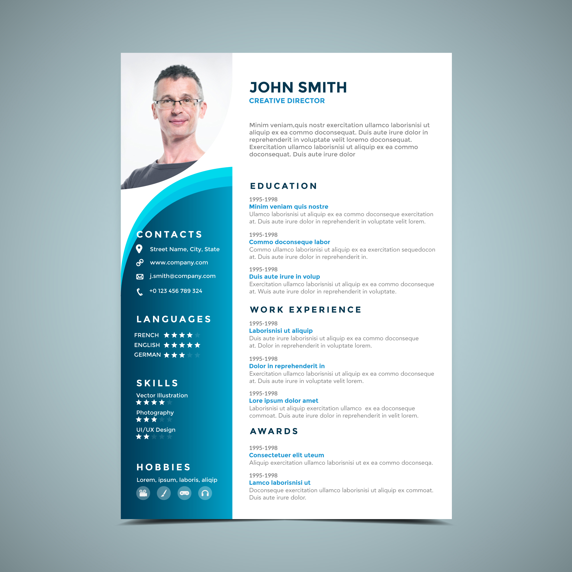 light blue resume design
