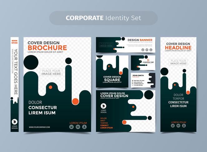 Conjunto de identidad corporativa naranja vector