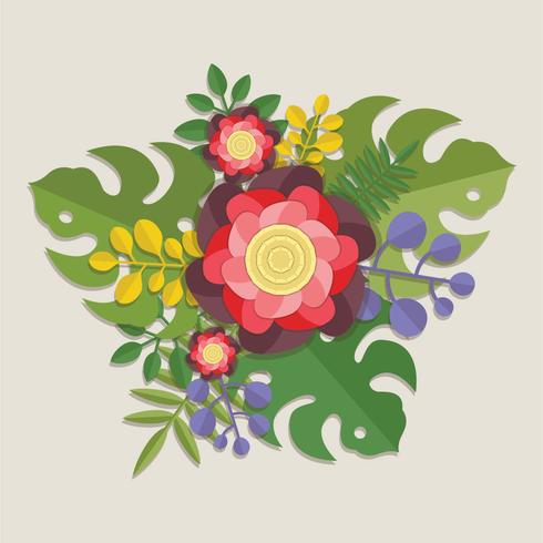 Papercraft floral 3d vector