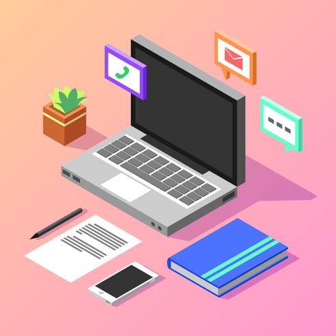 Office Isometric Workspace Vector