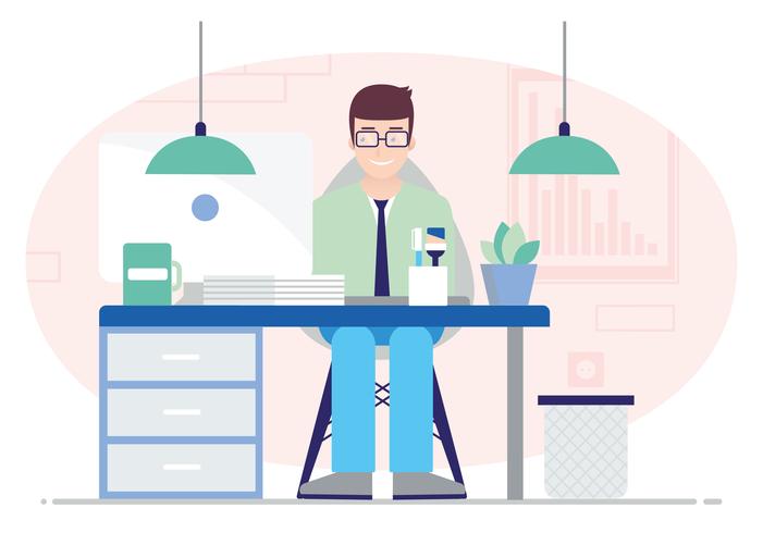 Vector Office Desk Illustration