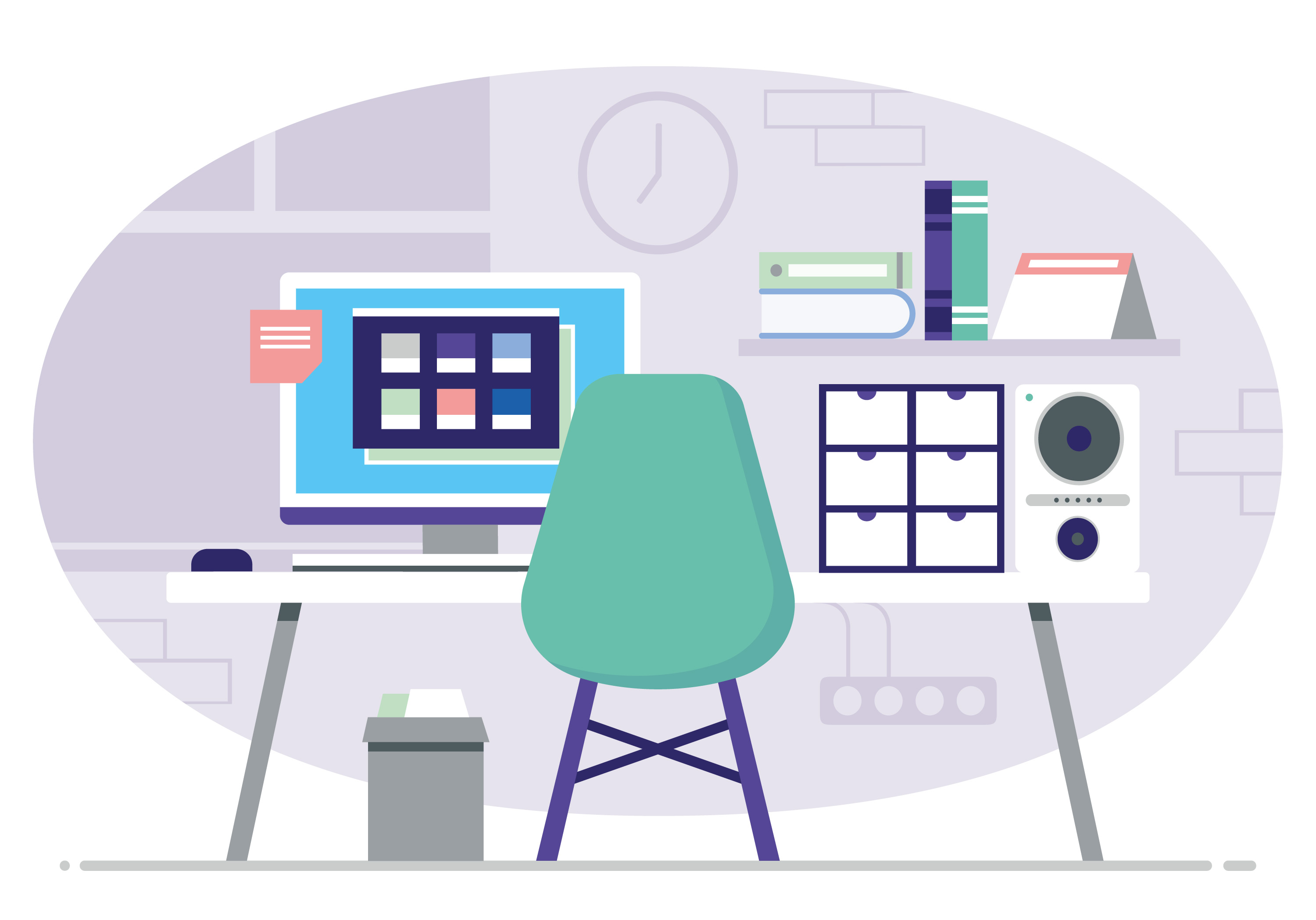 Vector Office Desk Illustration 217212 Vector Art at Vecteezy