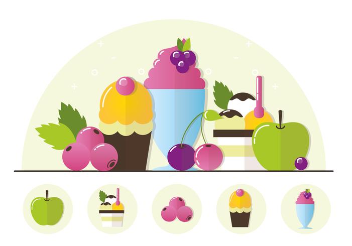Vector Fruit Ice Cream Illustration