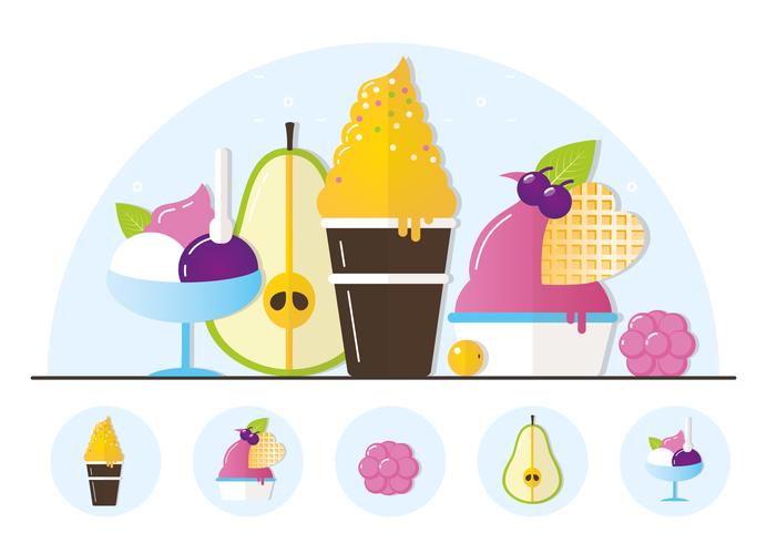 Vector Fruit Ice Cream Illustration