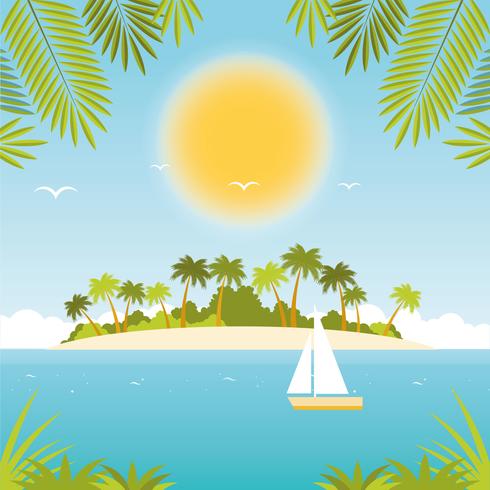 Vector ilustración hermosa paisaje de verano