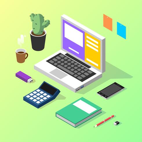 Accountant Isometric Workspace Vector