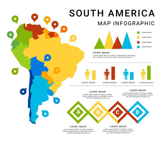 Vector de infografía de mapa de América del sur