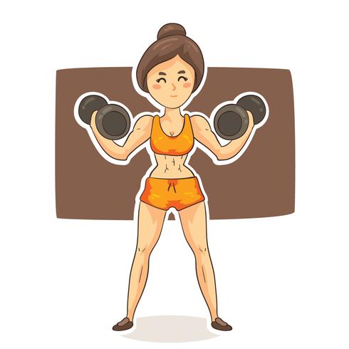 Cartoon Woman Bodybuilder Vector