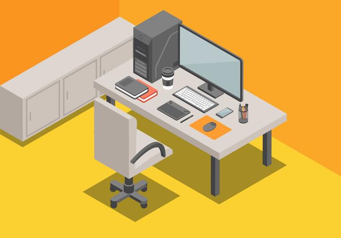 Isometric Workspace Vector Illustration