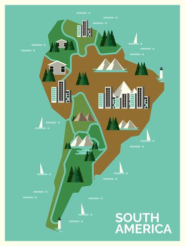 Mapa moderno de América del Sur vector