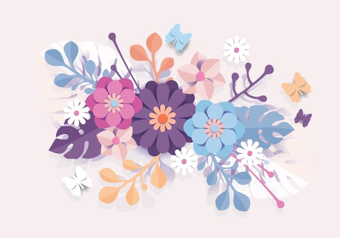 3D Floral Papercraft Vector