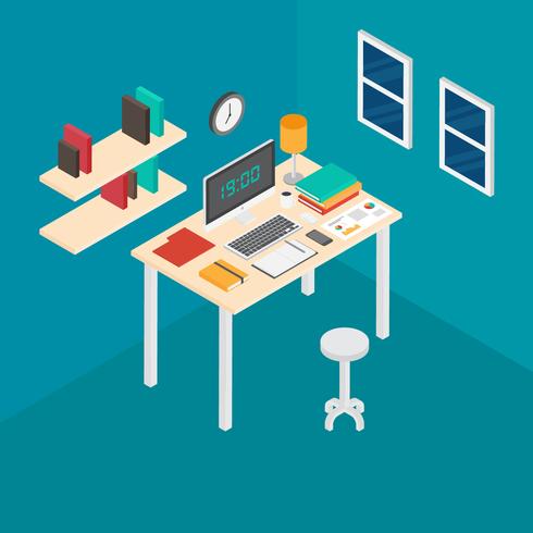 Isometric Workspace Vector Illustration