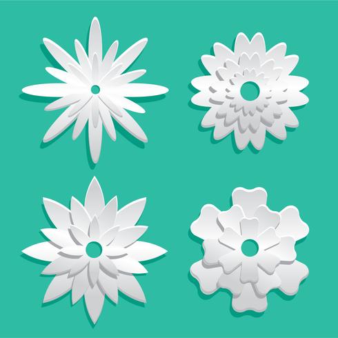 White 3d Floral Papercraft Vector