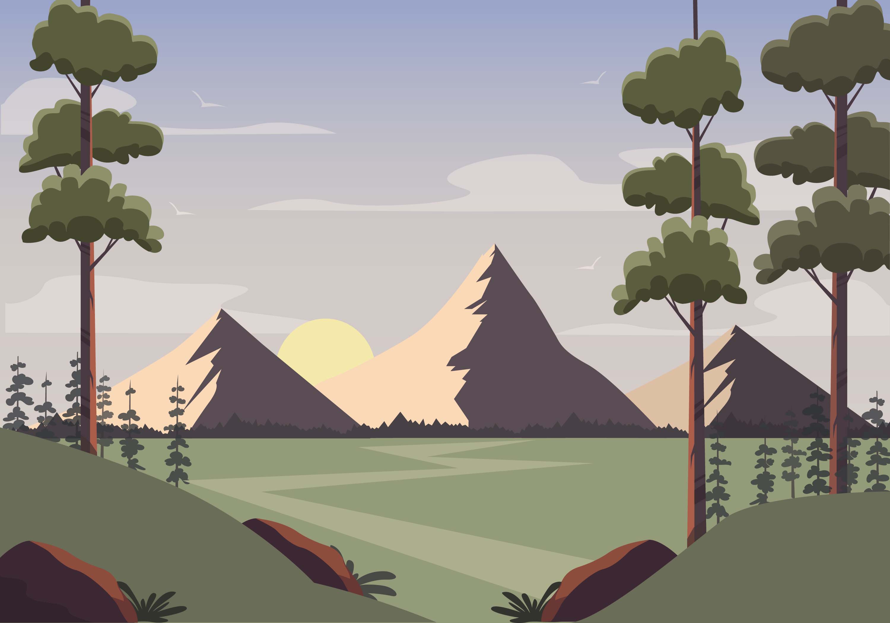 Vector Nature Landscape Illustration 217386 Vector Art at Vecteezy