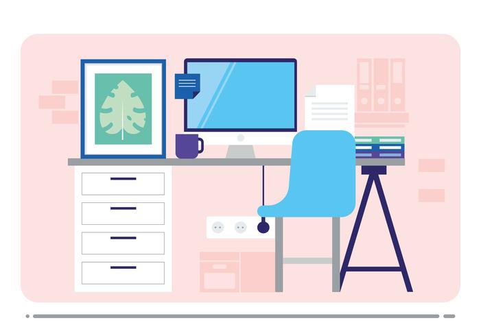 Vector Office Desk Illustration