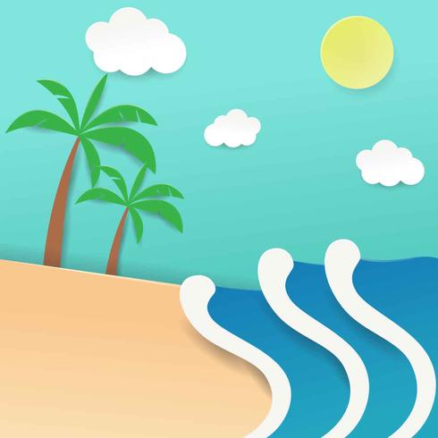 Ilustración de Vector de playa Papercraft