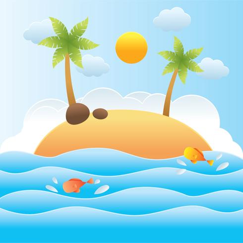 Beach Papercraft Vector