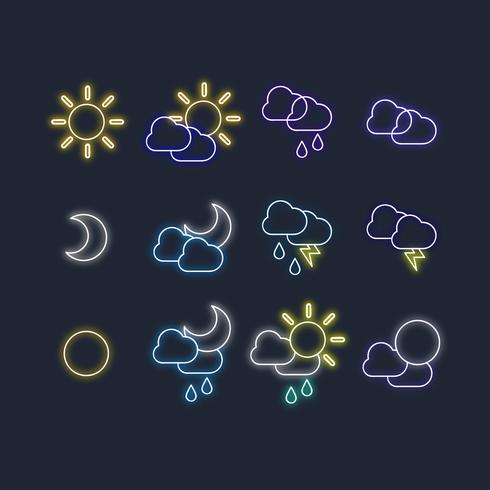 Vector Neon Weather Icons