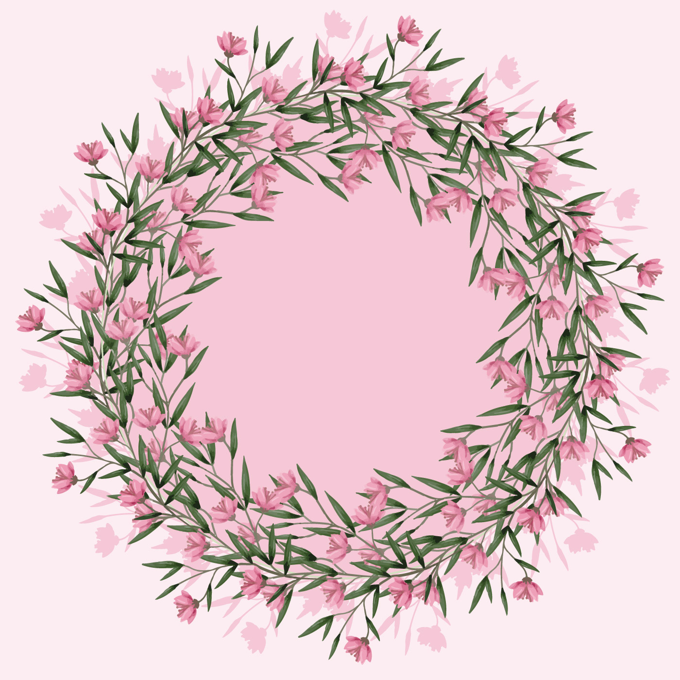 Download Vector Pink Floral Wreath - Download Free Vectors, Clipart ...