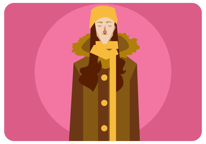 Korean Women with Coat Vector