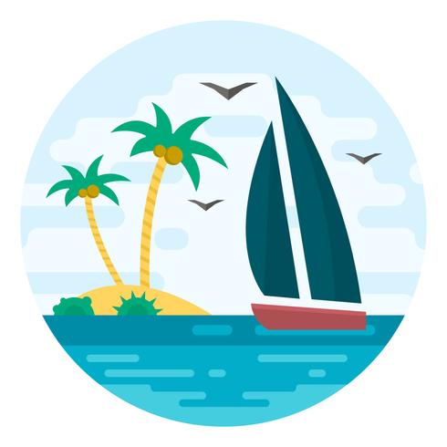 Flat Tropical Beach vector